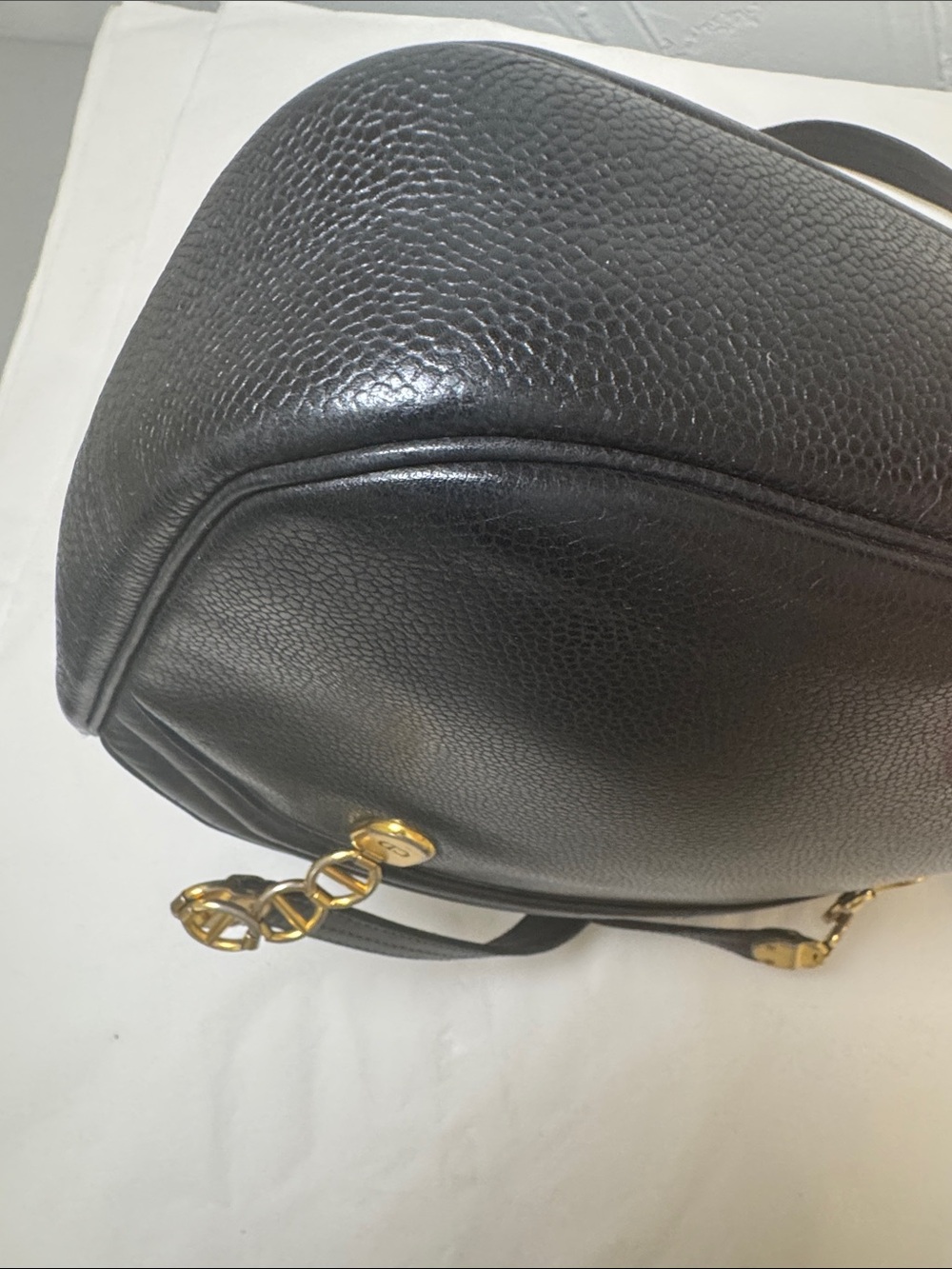 Christian Dior Black Leather Shoulder Bag with CD Gold Chain Accents - Picture 5 of 16